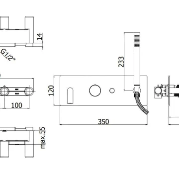 SCHEDA TECNICA MISCELATORE VASCA INCASSO LIGHT PAFFONI NERO COD. LIG001NO